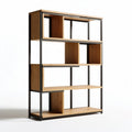 Bibliothèque en métal et bois de pin mélaminé 80 x 30 x 180cm pour rangement moderne