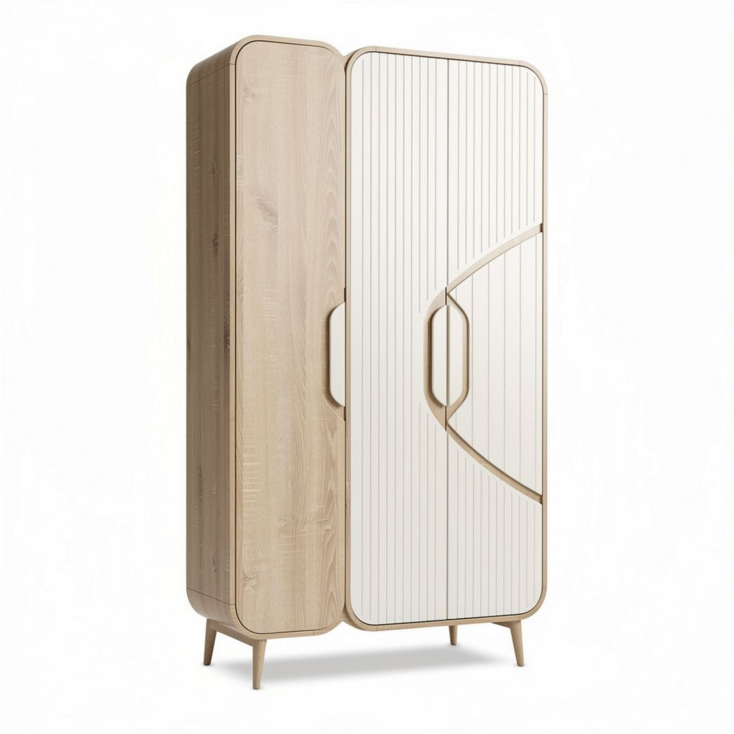 Armoire en bois de chêne avec portes blanches dimensions 180 x 80 x 40cm