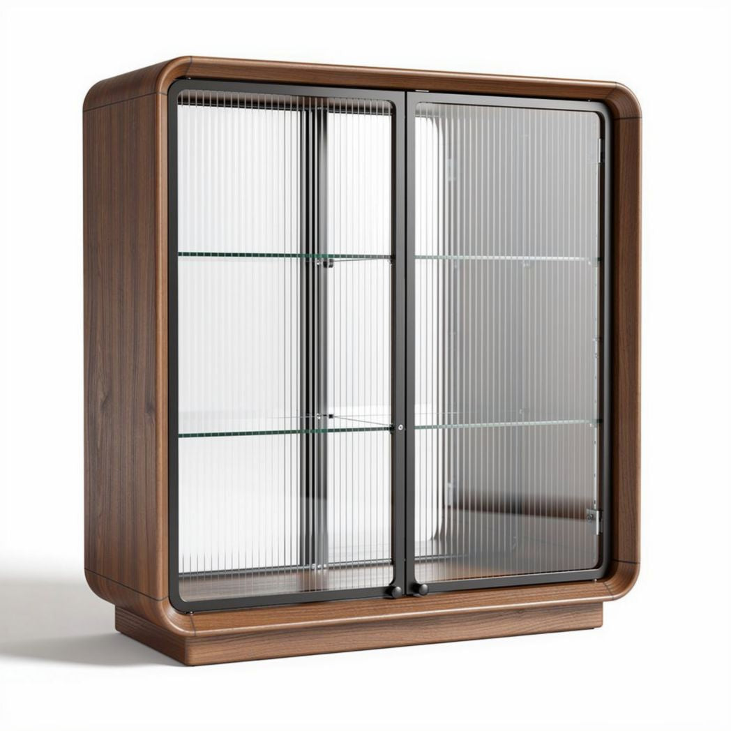 Vitrine en bois avec portes en verre et étagères ajustables 90 x 40 x 90cm