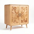 Meuble de rangement en bois clair avec motifs floraux 80 x 40 x 90cm