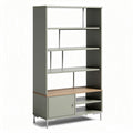 Étagère de rangement en métal gris avec étagères en bois 180 x 90 x 40cm