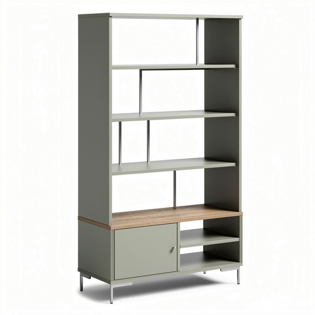 Étagère de rangement en métal gris avec étagères en bois 180 x 90 x 40cm