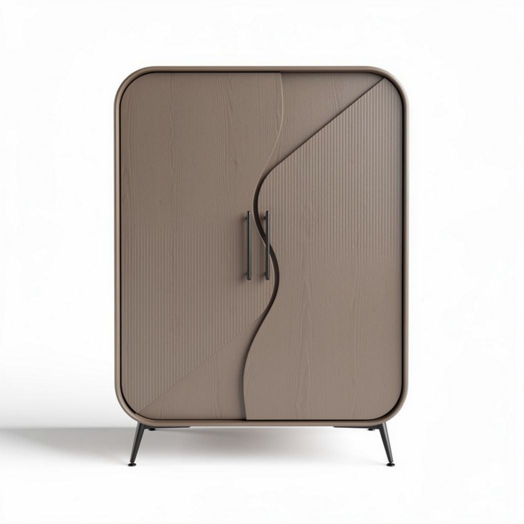 Armoire en bois de couleur marron taille 80 x 40 x 120cm avec portes courbées
