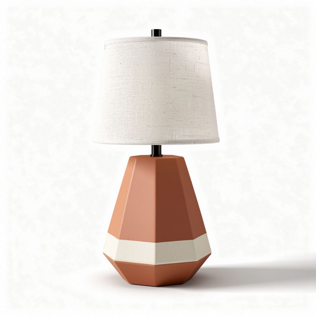 Lampe de table en céramique coloris terracotta avec abat-jour en tissu 30 x 30 x 50cm