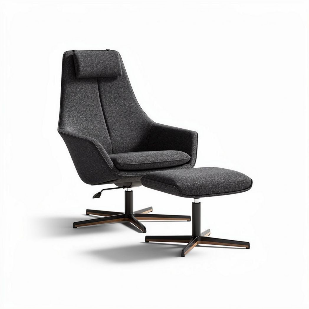 Fauteuil en tissu gris avec repose-pieds dimensions 80 x 80 x 100cm