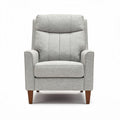 Fauteuil en tissu gris clair avec pieds en bois dimensions 90 x 80 x 100cm