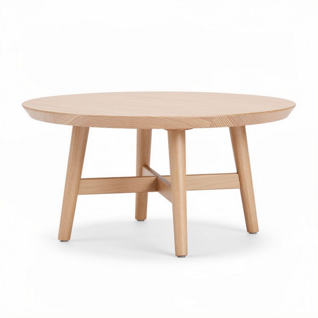 Table basse ronde en bois naturel 100 x 100 x 45cm pour salon
